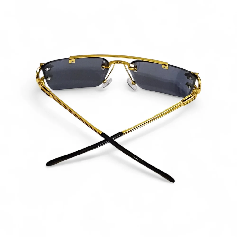 Luxury Rimless Square Sunglasses with Gold Hardware - Picture 5 of 5